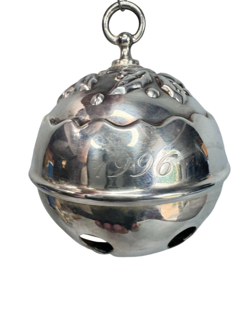 Reed & Barton Holly Bell Christmas Ornament 1996 Silverplate Jingle Bell - Picture 2 of 7